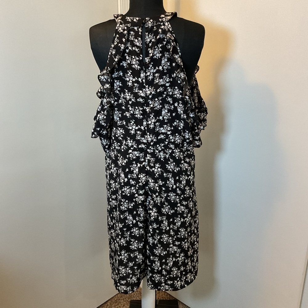 SHEIN Black White Floral Ruffle Cold Shoulder Dress 2XL Plus Wedding Party - Picture 6 of 6